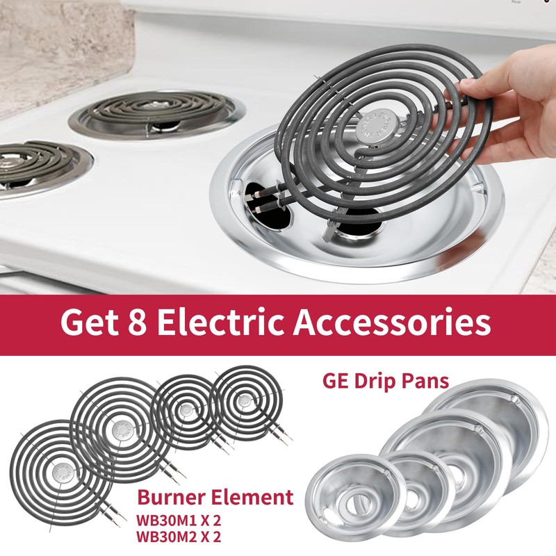 COZZIVITA GE Drip Pans and Stove Burner Element Unit Set,