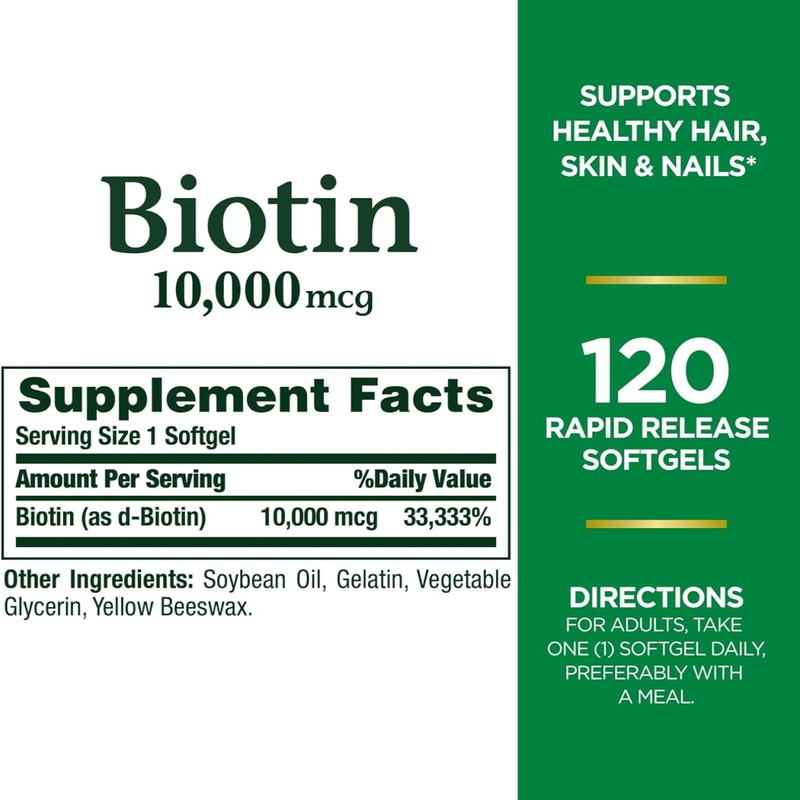Nature's Bounty Biotin 10000 mcg, Supports Healthy Hair, Skin and