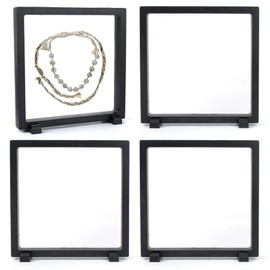 Framendino Framendino, 4 Pack Black 3D Floating Frame Display Case 7 x 7 x 0.8 Holder Stands Jewelry Storage Box for AA Medallion Shells Gems