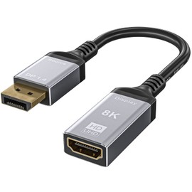 8K Active Displayport to HDMI Adapter, DP 1.4 (Source) to HDMI 2.1(Monitor) Adapters Male to Female Support 8K 30HZ 4K 120HZ Ultra Resolution for Dell, Lenovo, NVIDIA, AMD & More
