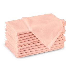 Encasa XO Cotton Cloth Napkins | Set of 12 | Size 43x43 cm | Peach Solid Color | Machine Washable