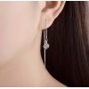 Unbranded 925 Silver Plated Square CZ Ear Chain Thread Pull
