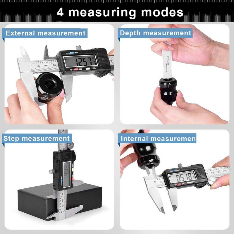 Caliper Measuring Tool, Qfun Vernier Digital Caliper Stainless Steel 6