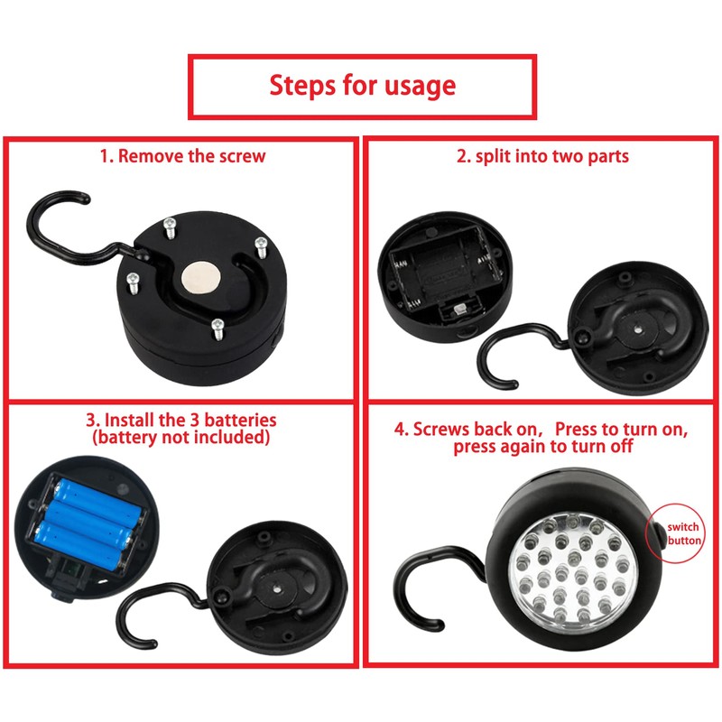 DSYJ 24 LED Round Magnetic Work Light Torch With Integral