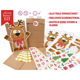 KuschelICH Advent Calendar for Filling Reindeer Elk - with Stickers to Design and DIY Crafts - Reusable (Reindeer)