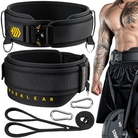 MANUEKLEAR 2-in-1 Weightlifting Belt & Dip Belt with 36.7 IN Rope, Double-Layer Weight Lifting Belts for Men, Powerlifting Gym Weighted Belt for Pull Up Squat