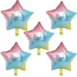 Inflate Decorate 18 inch Large Star Balloons Foil Baloons Helium or Air, 5 PACK (5pc Rainbow Stars)