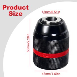 Keyless Drill Chuck for Milwaukee M18, 1/2-20UNF Mount 1.5-13mm Clamping Self-tighten Drill Chuck for Hand Drill Impact Driver