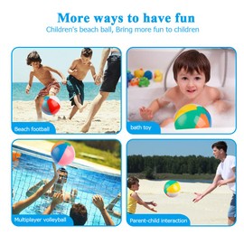 Coogam Inflatable Beach Ball Classic Rainbow Color Birthday Pool Party Favors Summer Water Toy Fun Play Beachball Game for Kid Boys Girls 8 to 12 Inches from Inflated to Deflated (10 PCS)