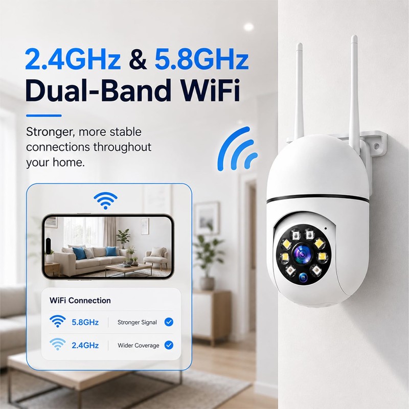 Hawkray 2 Pack Indoor Home Security Camera, Plug-in WiFi, 2.4&5GHz