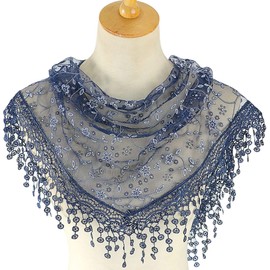 MAIRY Mantilla Catholic Women's Lace Scarf Veil Headscarf Stole Black White for Church Mass Latin Chapel Bride Mourning, De138004