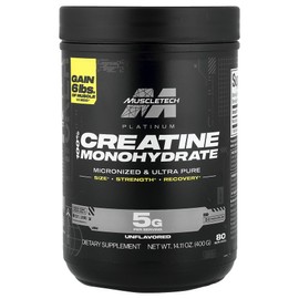 MuscleTech Essential Series Platinum 100% Creatine Unflavored 400g (14.11oz), 3 x 400g / MuscleTech 에센셜 시리즈 플래티넘 100% 크레아틴 무맛 400g(14.11oz), 3개, 400g