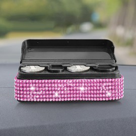 INSTOME Bling Coin Holder for Car, Change Organizer Compatible With Most Cars & Trucks, Mini Storage Box (Pink)