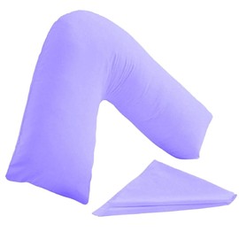 KANAK V Shaped Pillowcase Plain Polycotton Back & Neck Support V Pillow cover Orthopaedic/Pregnancy/Nursing Pillow Case Cover Only (Lilac)