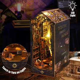 DIY Miniature Book Nook Kit Booknook - 3D Model Wooden Dollhouse Puzzle Toy with LED Light for Adults Teen, Creativity Puzzle Bookend Bookshelf Decor Boy Girls Gifts - Detective Agency