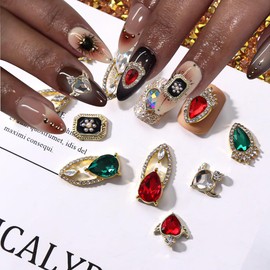 11Pcs 3D Luxury Nail Charms Shiny Alloy Gold Nail Art Charms Nail Diamond Jewelry Nail Art Rhinestones Nail Gems for Nails Art Supplies for Women DIY Manicure Decorations Accessories