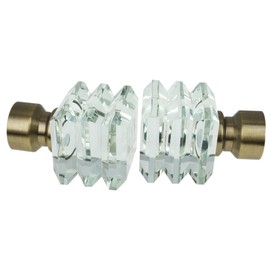 MERIVILLE 1-Inch Diameter Lione Telescoping Double Window Treatment Curtain Rod, Crystal Finial, 84-Inch to 120-Inch, Antique Brass