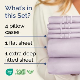 CGK Unlimited Extra Deep Queen Sheet Set - 6 Piece Breathable & Cooling Sheets - Hotel Luxury Bedding Set w/18-24 Inch Extra Deep Pockets - Easy Fit - Super Soft, Wrinkle Free & Comfy - Light Lavender, Queen Size