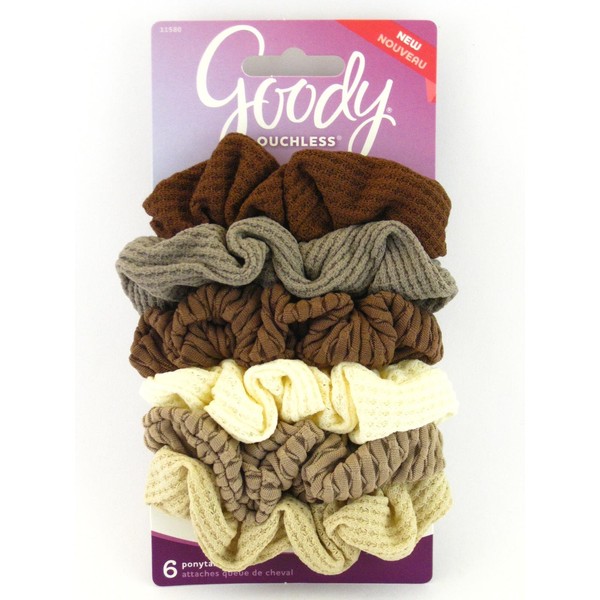 Goody Ouchless Nude Knit Ponytailer Scrunchies - 6 Pcs.