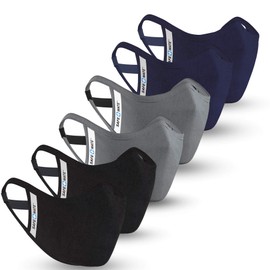 Safe+Mate x Case-Mate - Cloth Face Mask - Washable & Reusable - Adult L/XL - Cotton - Includes Filter - 6 Pack - Black/Navy/Gray