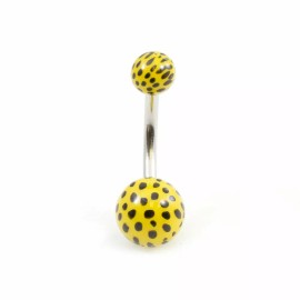 LionGothic Belly Ring with Cheetah Dot Design 14g