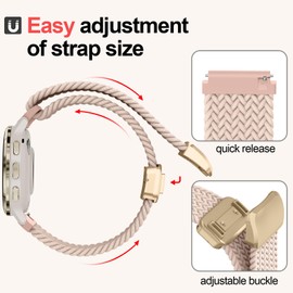 Songsier 18 mm Nylon Bracelet Compatible with Gar Min Venu 3S, Venu 2S, Vivoactive 4S, Vivomove 3S, Forerunner 255s/255s Music/265s and More, Smartwatch Bracelet for Women (Silt Sand)