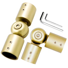 LISTENJIALE Window Curtain Rod Corner Connector Set of 2, Adjustable Corner Curtain Rod Connector for 1 Inch Bay Windows(Warm Gold)