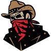 Cowboy Bandit Skull Car Bumper Sticker Decal 5" x 5"