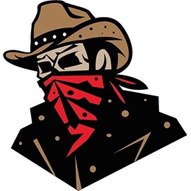 Cowboy Bandit Skull Car Bumper Sticker Decal 5" x 5"