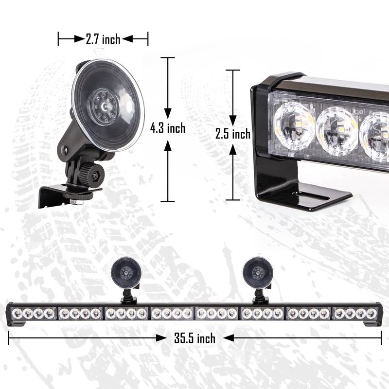 Amber/Blue Emergency Strobe Light Bar 36 In 13 Flash Patterns