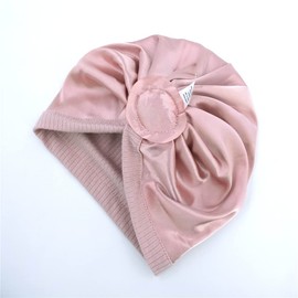 Sugarmelon Cute Silk Satin Lined Turban Hat for Newborn Baby Girls Boys Hair Care Bonnet Infant Toddler Headwraps Beanie Caps (6M,Rib Dusty Pink)