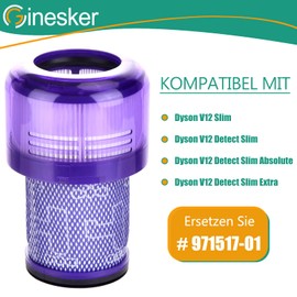 Ginesker V12 Filter f??r Dyson V12 Detect Slim Absolute Extra Staubsauger, Ersatzfilter f??r Dyson V12 Slim Motorhead Complete Ersatzteile Zubeh?r 971517-01, 2 St??ck