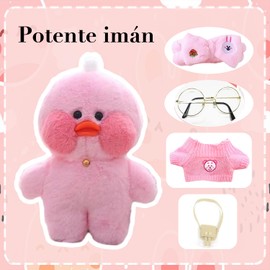 Garselay Kawaii Lalafanfan Pato, Peluche de Pato Kawaii de 30 cm, Juguetes de Peluche Suave con Accesorios de Ropa, Peluches Suaves para Regalar, Regalo De Cumpleaños para Niñas y Novia (Rosa)