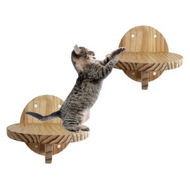 2 Set Cat Wall Shelves,Wood Cat Wall Climbing Steps - Cat Wall Ladder Stairs,Wall Mounted Cat Climbing Step Cat Wall Shelf Cat Climber Solid Wood Cat Climbing Shelf for Indoor Playing Lounging (2 Set)