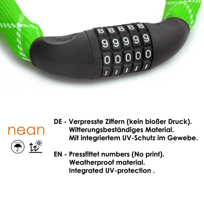 nean Bicycle Lock with Numbers High Security Extremely Robust Fabric