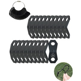 NACETURE Aluminum Alloy Rope Tensioner Camping Tent Guyline Cord Adjuster Camping of Gear for Camping, Hiking, Backpacking Ultralight Tent Stakes Guy Lines Tensioner Tent Cord (Double Black 20 Pack)