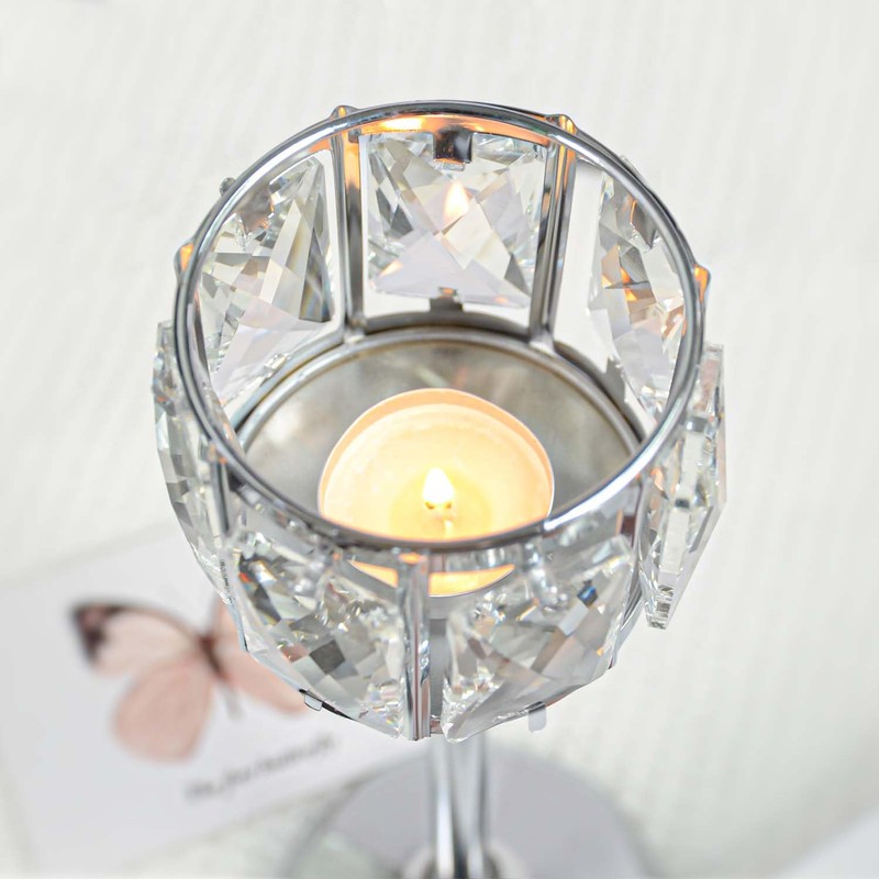 KEHAIL 3 Arms Crystal Candle Holders, Arch Candlestick Table Candelabras