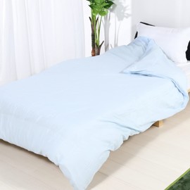 Duvet Cover, Single, 100% Cotton, Made in Japan, Bleached Gauze, Single Long Size, 59.1 x 82.7 inches (150 x 210 cm), Blue