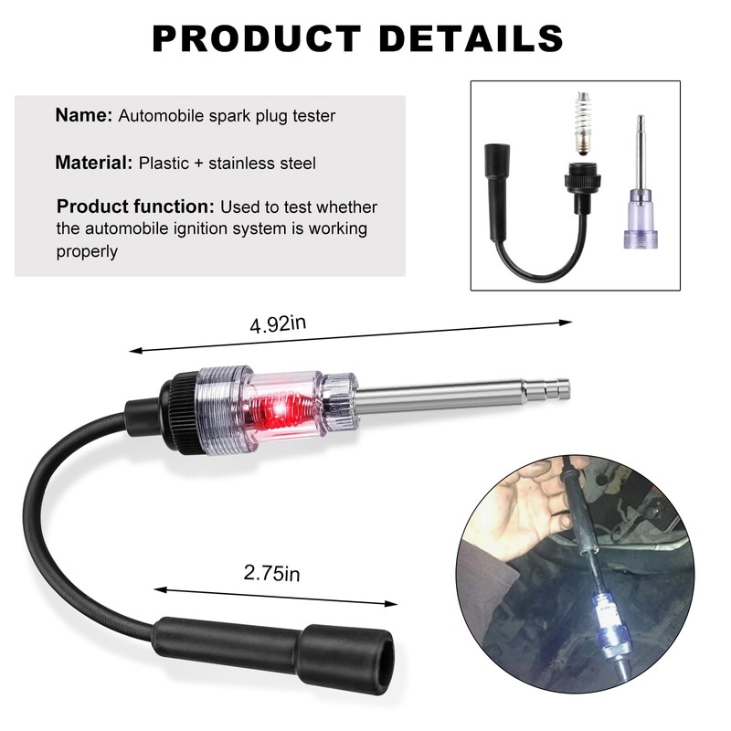 NYTKL Inline Spark Plug Tester, Straight Boot Engine Ignition Coil
