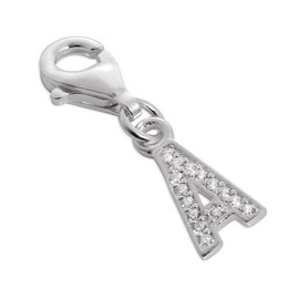 Small Sterling Silver & CZ Crystal Initial Letter A Clip-on Charm