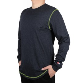 TICOMELA FR Shirts for Men 4oz Lightweight Flame Resistant Crewneck T-Shirts 100% Cotton Heather Navy Fire Retardant Henley Shirts