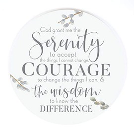 P. Graham Dunn Serenity Prayer Round Classic White 17 x 17 Wood Bereavement Barrel Top Sign
