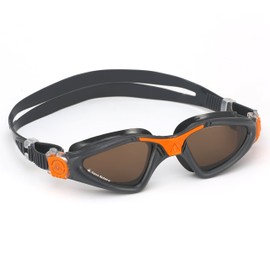 Aquasphere Kayenne Unisex Adult Swim Goggles - Antifog, No Leaking, Distortion Free Vision, Ideal Protection for Active Pool or Open Water Swimming - Brown Polarized Lens, Grey/Orange Frame