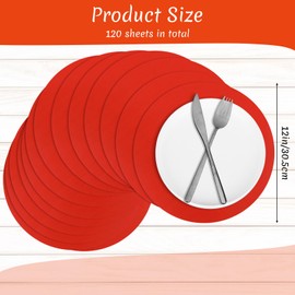 Yeaqee 120 Pcs Disposable Paper Placemats 12 Inch Round Paper Place Mats Blank Table Mats for Restaurant Catering Dining Weddings Birthday Table Baby Kids Birthday Parties (Red)