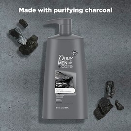 DOVE MEN + CARE Champú de carbón + arcilla, 3 unidades para un cabello de aspecto saludable, limpiadores a base de plantas de origen natural, 25.4 onz