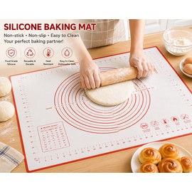 2-Pack Silicone Baking Mat Non-Stick Pastry Dough Rolling Mat with Measurement Guide 70x50cm