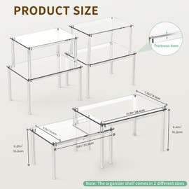 NESTRAXO 4Pack Acrylic Cabinet Organizer, Clear Cabinet Organizer Shelf, Spice Rack Organizer for Cabinet for Dishes, Spices, Soda Cans and Bottles, Stackable Shelves House Essentials for Gift