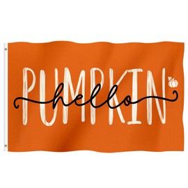 Fall Hello Pumpkin Garden Flag 3x5 Ft Double Sided 3 Layers, Autumn Harvest Seasonal with Brass Grommets Rustic Yard Outdoor Indoor Decorations