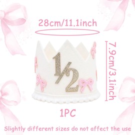 BACH AND BOUJEE Bow Half Birthday Hat Pink 1/2 Birthday Hat Crown Half-Year-Old Decoration Party Supplies