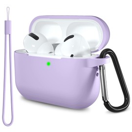 Lerobo for AirPods Pro 2nd/1st Generation Case Cover with Keychain & Lanyard,Soft Silicone Full Protective AirPod Pro Case for Airpod Pro 2022/2019 Charging Case [Front LED Visible] Lavender